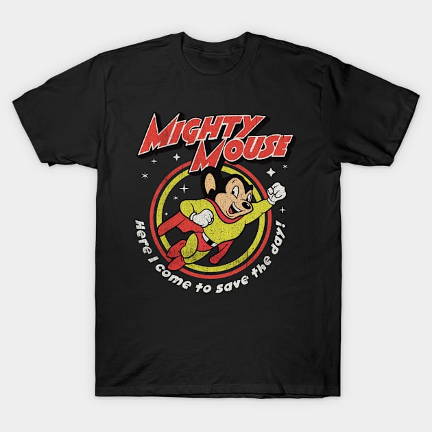 Mighty Mouse Worn T-Shirt by Alema Art